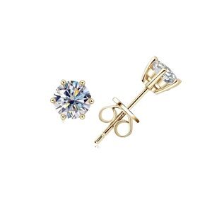 Sterling Silver 18k Yellow Gold 1ctw Moissanite Diamond Earrings